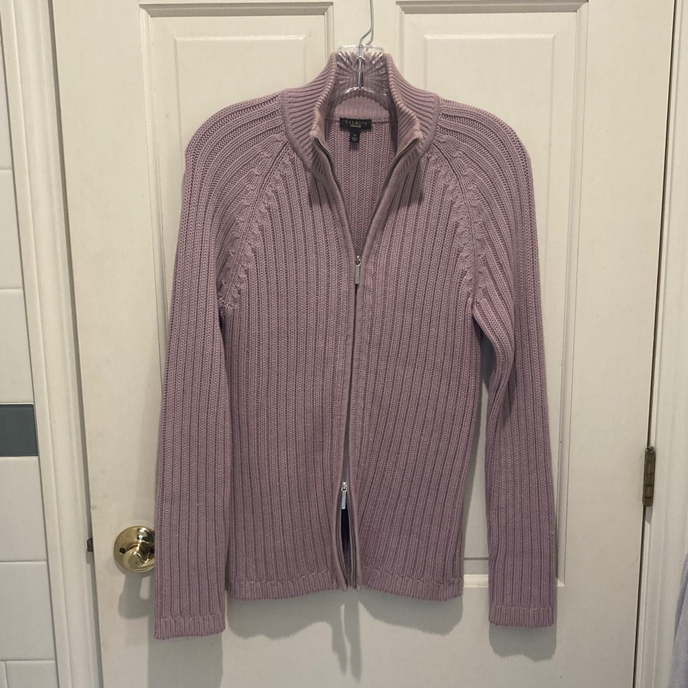 Talbots Lavender Ribbed Cardigan Sweater